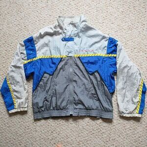 VTG IXSPA Jamie Sadock Shell Suit Tracksuit Jacket Bomber Sports Men L Gray Blue